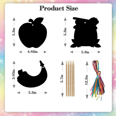 Qpout 28 Packs Rosh Hashanah Greeting Cards,Magic Rainbow Scratch Off Cards,Shana Tova Scratch Paper Art Hanging Craft