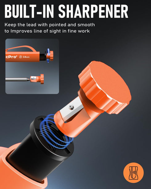Nicpro Upgraded 3-IN-1 Carpenter Pencils Set with Finger Grip, 1 Construction Pencil and 13 Refill