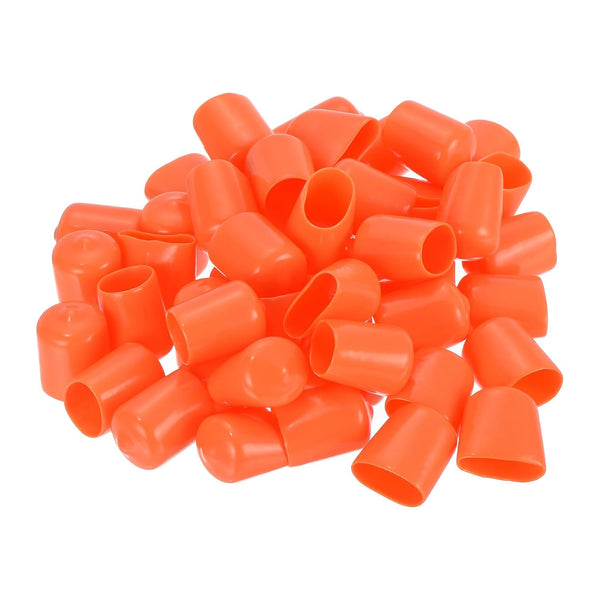 uxcell 100pcs Rubber End Caps, 16mm ID Vinyl Round Tube Bolt Cap Cover, Screw Thread Protectors Orange