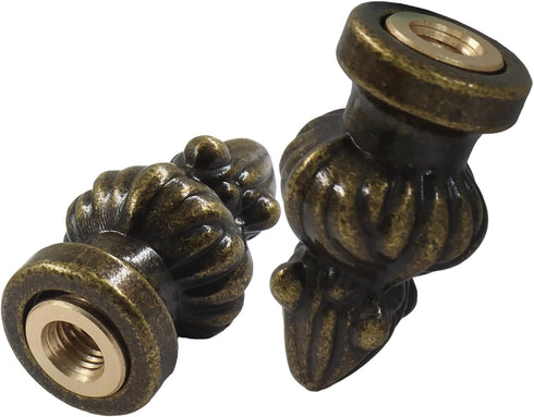 Biaungdo 2 3/8 Inch 1/4-27 Inch Pcs Antique Bronze Lamp Finial Cap Knob with Dual-Thread Screw, Lamp Shade Screw Cap