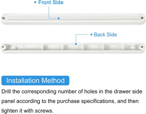 24Pcs 235mm uxcell Drawer Slides, - Plastic Drawer Rails, Side Mounted Grooved Guide Rails for Cabinet Drawers Bedside