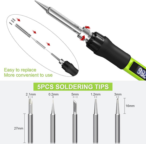 Soldering Iron Kit, 100W Soldering Gun with LED Digital Display, Adjustable Temperature Solder Kit for Electronics