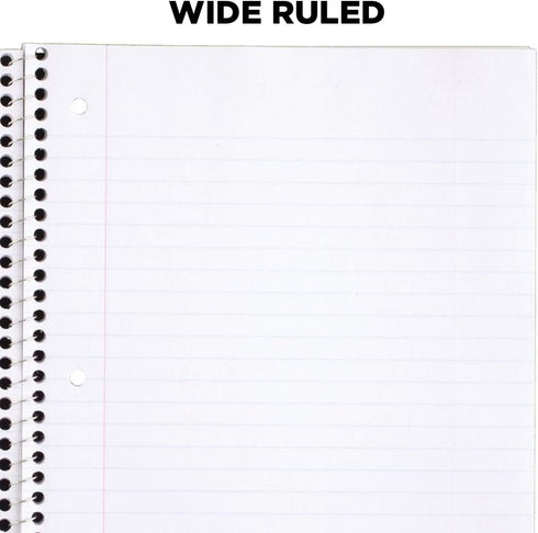 Mead Spiral Notebooks, 1 Subject, Wide Ruled, 70 Sheets, Green, 10-1/2 x 7-1/2 inches, 4 Pack (38300)