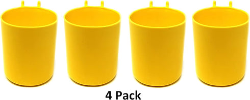 JSP Manufacturing 3 inch Plastic Pegboard Hanging Cup Hook Organizer for Crafts/Office, Multi-Colors, 4 Pack (Yellow)