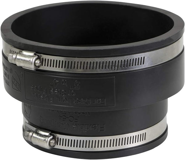 6I59 Flexible PVC Reducing Coupling with Stainless Steel Clamps, 5.5" x 4.5" Inner Diameter