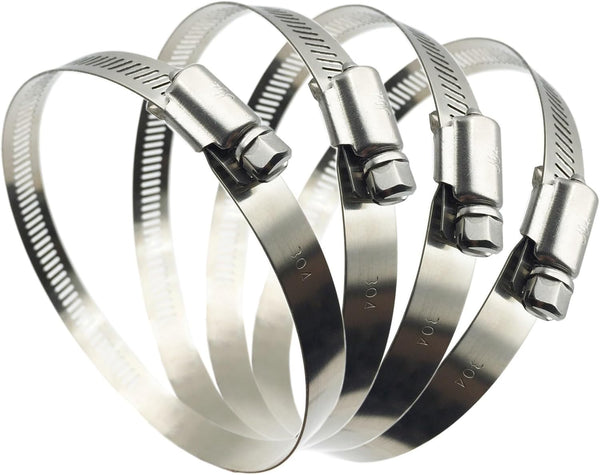 4Pcs 4.5" Adjustable 304 Stainless Steel Duct Clamps - For 4" Hose Clamp Pipe Clamp Air Ducting