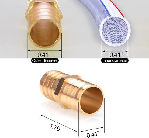 3pcs 3/8"(10mm) Hose Repair Kit, Brass Barb Fitting Watertight Straight Hose Connector with 6 Stainless Steel Clamps