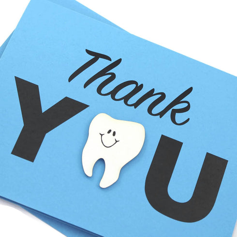 Embellish by Jackie Pack 10 Tooth Thank You Card for Dentists of | Handmade Dental Hygienist Greeting Notecard | Aqua