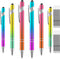 AUAUY 6PCS Ballpoint Pens, 2 in 1 Stylish Metal Stylus Pen with 12 Refills, Black Ink Medium Point
