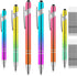 AUAUY 6PCS Ballpoint Pens, 2 in 1 Stylish Metal Stylus Pen with 12 Refills, Black Ink Medium Point