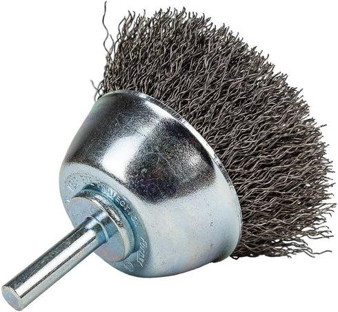 Forney 60005 Cup Brush, Coarse Crimped Wire, 2 1/2-Inch with 1/4-Inch Shank
