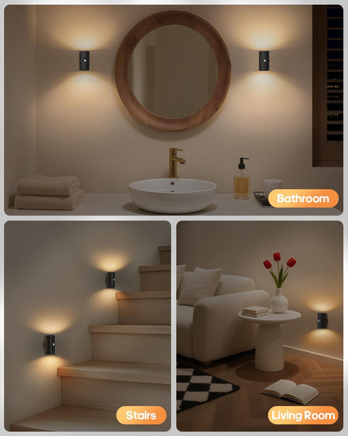 2200mah 2-Pack GOODEA Rechargeable Night Light with Motion Sensor, Battery Operated Warm White Motion Sensor Light