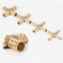 5pcs Brass Cross Fitting - 4 Way Brass Hose Barb Connector Joint for Air, Water, Oil, Gas, Fuel (6mm)