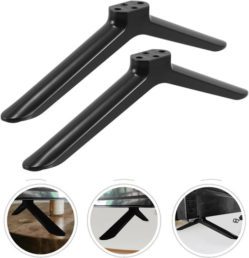Sewroro 2pcs Black Plastic TV Stand Legs - Replacement Base for TVs