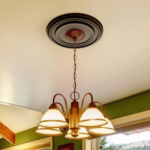 EIFHYT 12-1/4"OD 4" 1" 7") Matte Black PU Ceiling Medallions for Light Fixtures and Ceiling Fans, x ID x P (Fits