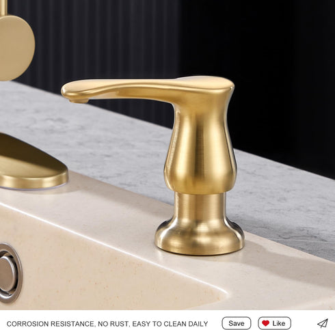 40" GAGALIFE Kitchen Sink Soap Dispenser Brushed Gold, Under Sink Soap Dispenser with Silicone Extension Tube Kit,Say