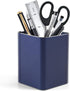 Metal Pen Holder for Desk, Square Aluminum Desktop Organizer, Makeup Brush Holder, Non-slip Silicone, 4×3.15inch, Blue