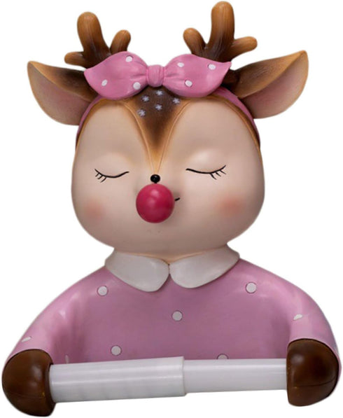 Cartoon Toilet Paper Holder Wall-Mounted Deer Roll Paper Rack Decorative Bathroom Tissue