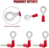 Hilitchi 100Pcs 22-16 Gauge Insulated Ring Terminals, Electrical Wire Crimp Connectors (M6, Red)