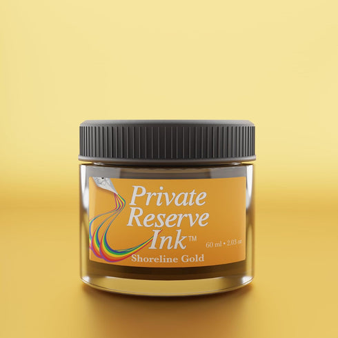 60ml Private Reserve Ink Shoreline Gold Premium Fountain Pen Ink Bottle | Warm Golden Yellow with Fast-Drying Formula |