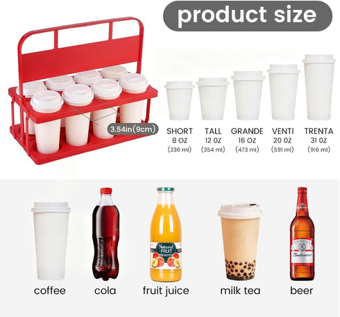 8 Reusable Drink Carrier with Handle for Food Delivery Drivers, Portable Cup/Coffee Holder Accessories for Delivery