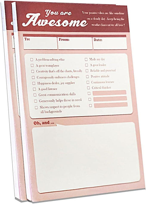 Awesome Kudos for Colleagues, PACK of 2 Note Pads, Recognize Contributions, Inspire Continued Efforts, 4.1" x 6.1"