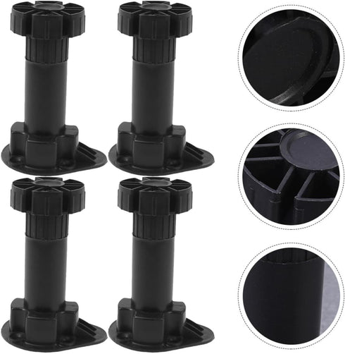 4pcs 100-120mm, Adjustable Black Plastic Sofa Legs Clip Thickened Furniture Support Feet for Cabinets, Tv Stands, Tea