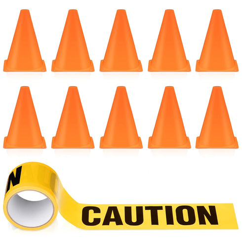 Frienda 11 Pcs Construction Birthday Party Decorations Set with Mini Traffic Cones