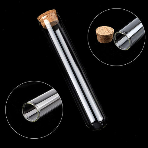 DEPEPE 25pcs 45ml Glass Test Tubes with Cork Stoppers for Bath Salt Candy Storage, Science Lab Party, 25 x 140mm