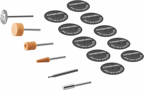 Dremel 734-01 Metal Cutting Rotary Tool Accessories Kit - 16 Piece Set - Includes Engraving Bit, Grinding Stones, and Carbon Steel Brush, Blue by Dremel