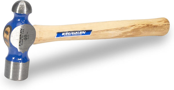 VAUGHAN Ball Pein Hammer, 40 oz, Hickory handle, American high carbon steel,