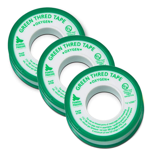 Gasoila Green PTFE Thread Seal Tape - Professional-Grade, 1/2 Inch x 260 Inch, Leak-Proof Seal, Non-Toxic, 3 Pack