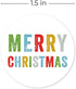 Merry Christmas Stickers, 500 Multicolor Christmas Labels, 1.5" Winter Holiday Envelope Seals Made in The USA