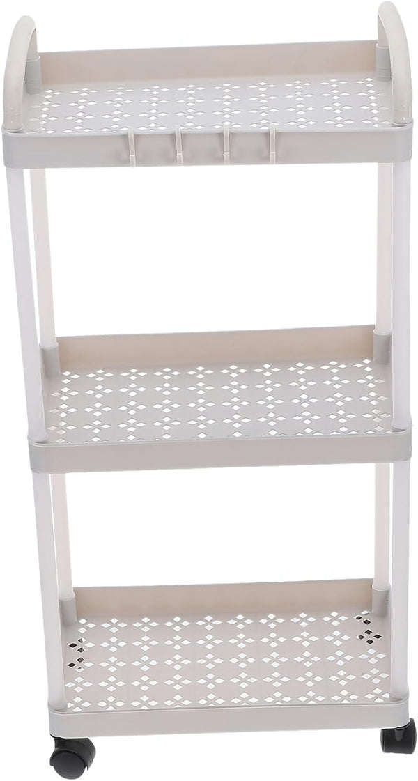 TEHAUX Three-Layer Storage Rack Kitchen Gadget Utility Cart Wheels Rolling Cart for