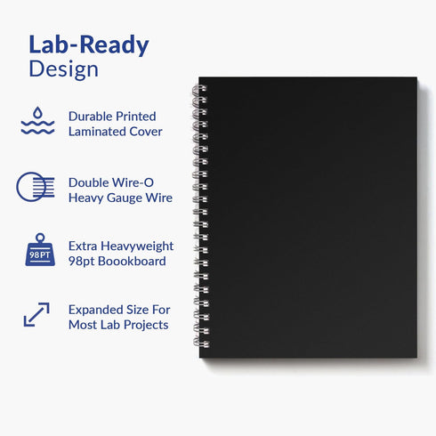 Vela Sciences W7-B Expanded Wirebound Lab Notebook, 9.25 x 11.75 in, 144 Pages, Double Wire Looped, 70lb Paper