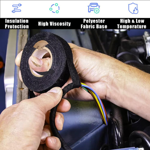 Joyzan Wiring Harness Tape, Automotive Fiber Cloth Wrap Electrical High Temp Wrapping Protection Insulation Self