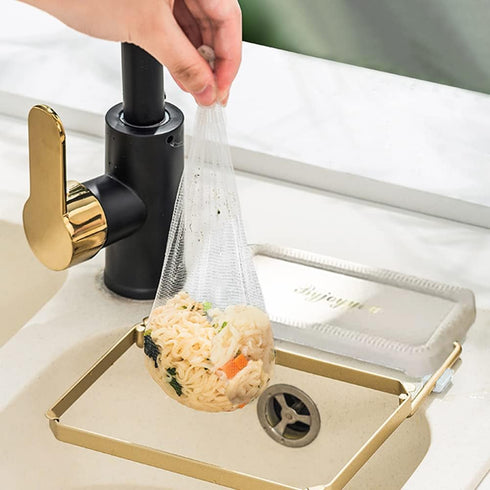 100 Foldable kitchen sink filter basket | disposable mesh bags | Food waste disposal gadget (white)