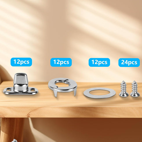 12 Sets Marine Grade Twist Lock Fasteners, Nickel Plated Turn Button Fasteners for Boats RVs with 24 Screws