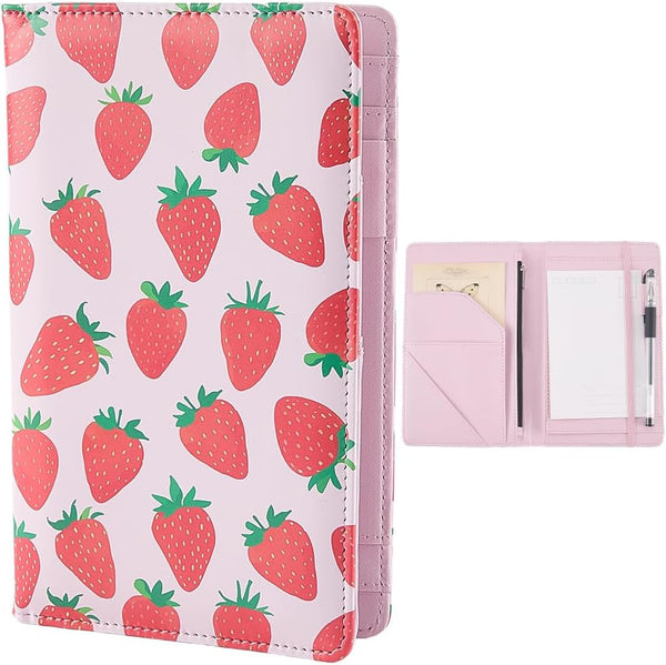 Server Books Cute Pink Waitress Book with Zipper Strawberry Leather Server Notebooks