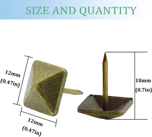 Antique Upholstery Nails Decorative Tacks for DIY Projects, Jewelry Boxes, Drawer Repair, 50Pcs-Bronze (0.46"x0.7")