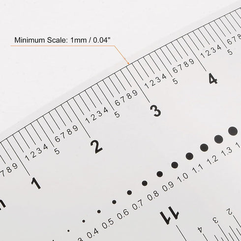 Film Flexible Ruler 12 Inch, Transparent PET Plastic Covered Folding Straight Ruler with 1mm Scale