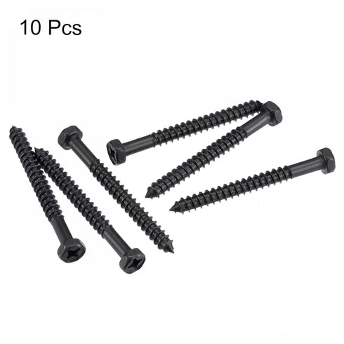 uxcell 10pcs Hex Lag Screws 1/4" x 2-1/2" Carbon Steel Phillips Head Self-Tapping Bolts