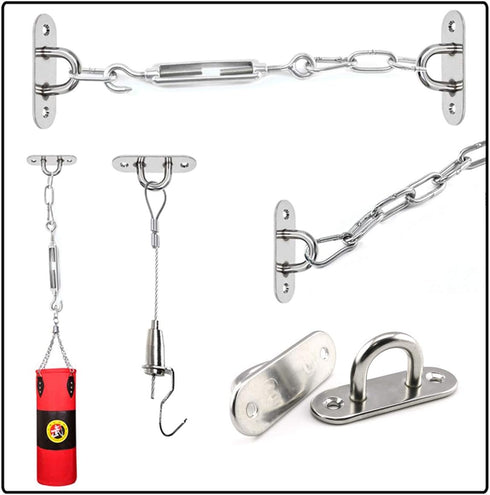 2-Pack M8 Strip Type Eye Plate with Enclosed Hook, 304 Stainless Steel Heavy Duty Ceiling & Wall Mount
