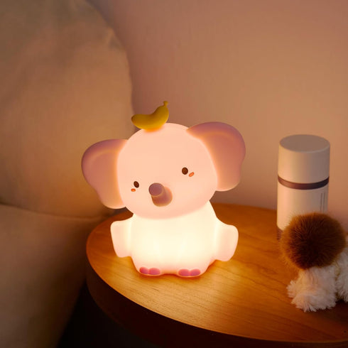 Dimming QANYI Elephant Night Light for Kids, Pink Elephant Lamp with Nursery Night Lamp Rechargeable Animal Light