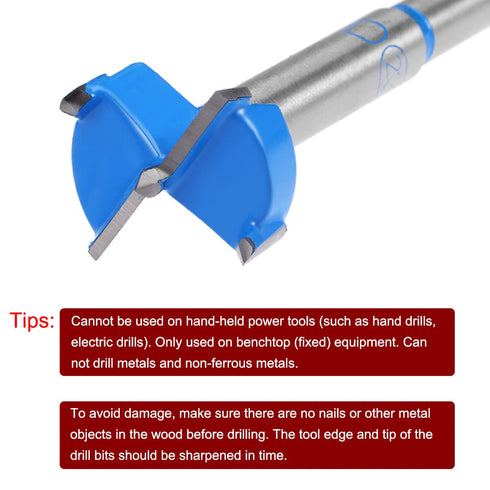 uxcell Forstner Drill Bits 23mm, Tungsten Carbide Wood Hole Saw Auger Opener, Woodworking Hinge Hole Drilling Boring Bit Cutter (Blue, Gray)