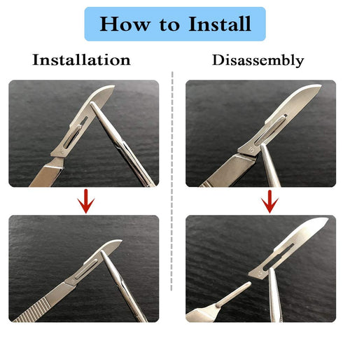 Surgical Grade Blades #11, 20pcs Sterile with #3 Scalpel Knife Handle for Biology Lab