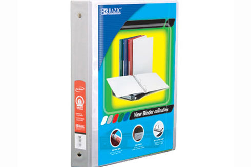 BAZIC 1" White 3-Ring View Binder with 2-Pockets