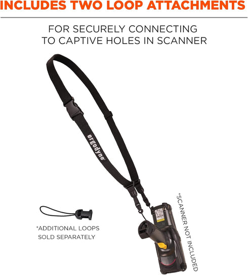 Ergodyne 3134 Squids Barcode Scanner Harness, Sling Style, Tethering Lanyard for Bar Code Scanners , Black
