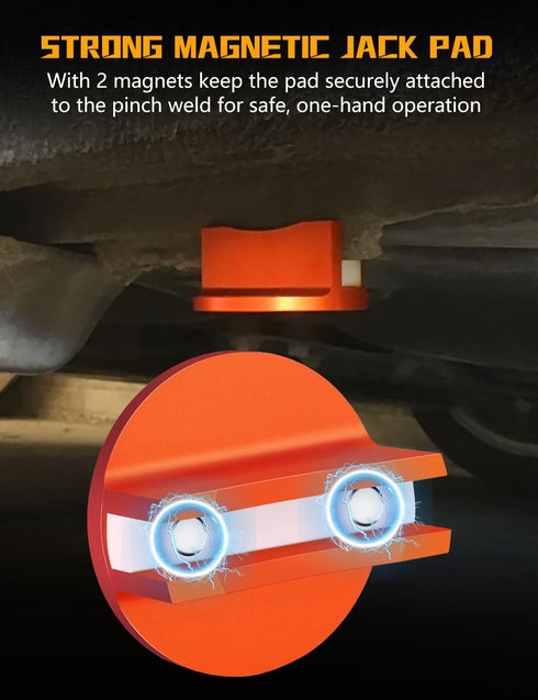 Pinch 0.45'' Pinch 2PCS) Universal Magnetic Jack Pad Aluminum Weld Adapter Slotted Weld Pad Puck for Floor Bottle