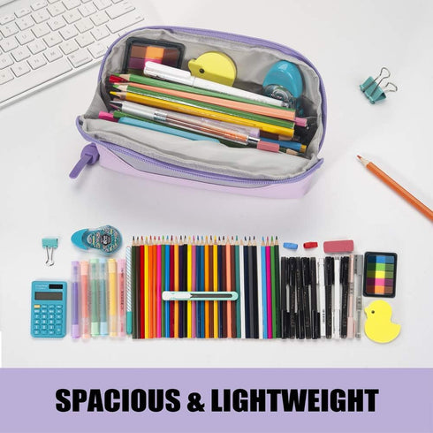 Sooez Wide-Opening Pencil Pen Case, Lightweight Spacious Pencil Pouch Zipper Stationery Bag, Aesthetic Supply with